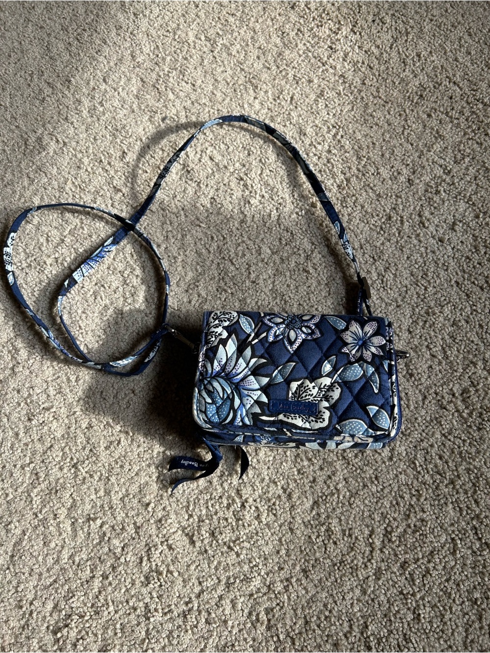 Vera Bradley Navy Floral Quilted Crossbody